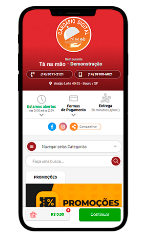 Cardápio Tá na Mão - Cardápio de pedidos via WhatsApp.